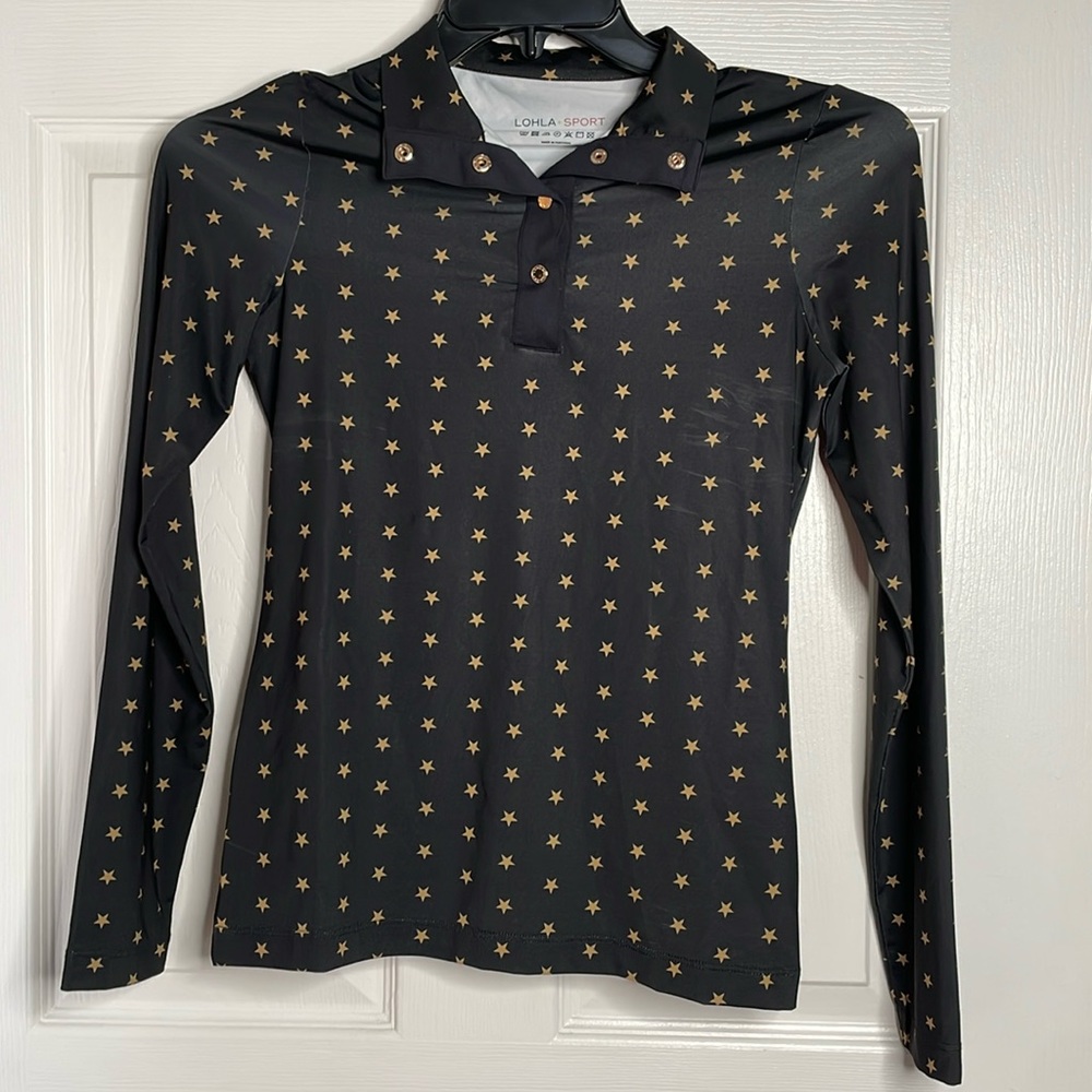 Lohla Sport 3/4 button down star print long sleeve shirt